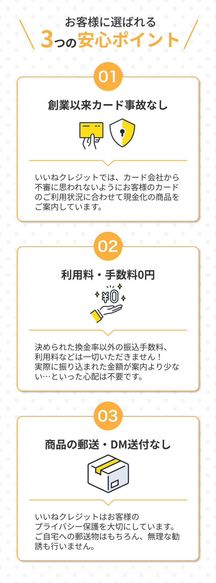 お客様に選ばれる3つの安心ポイント